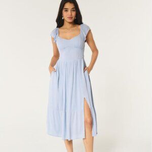 Hollister Light Blue Lace-Up Back Midi Dress